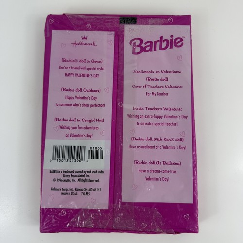Vintage 1996 Hallmark Mattel Barbie 30 Valentine Cards Teacher Card NEW Sealed - Picture 5 of 8