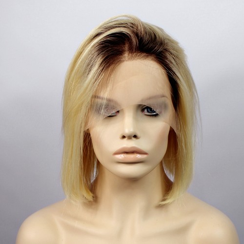 Remy Human12" Bob Blonde,Pink,Silver,Brown Hair Lace Front Hair Wigs - Picture 44 of 56