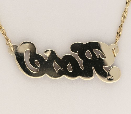 Diamond Rose Shadow Nameplate Necklace .75CT Multi-tone Gold 20"Long - Picture 7 of 8