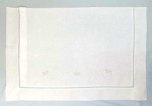 Lenzuolo Culla Ricamato a mano Puro Lino Olanda bianco titolo 60 cm. 90x120 - Foto 5 di 6