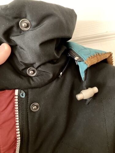 Obermeyer Black Embroidered Ski 1947 Thermolite Hooded Jacket Sz 4 Zip Front - Picture 3 of 12