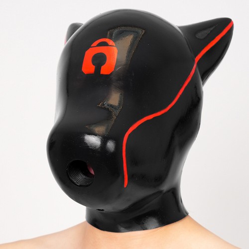 FURRJOI Red Silicone BDSM Dog Drone Mask Hood With Tube Gay Puppy Love Fetish - Picture 5 of 6