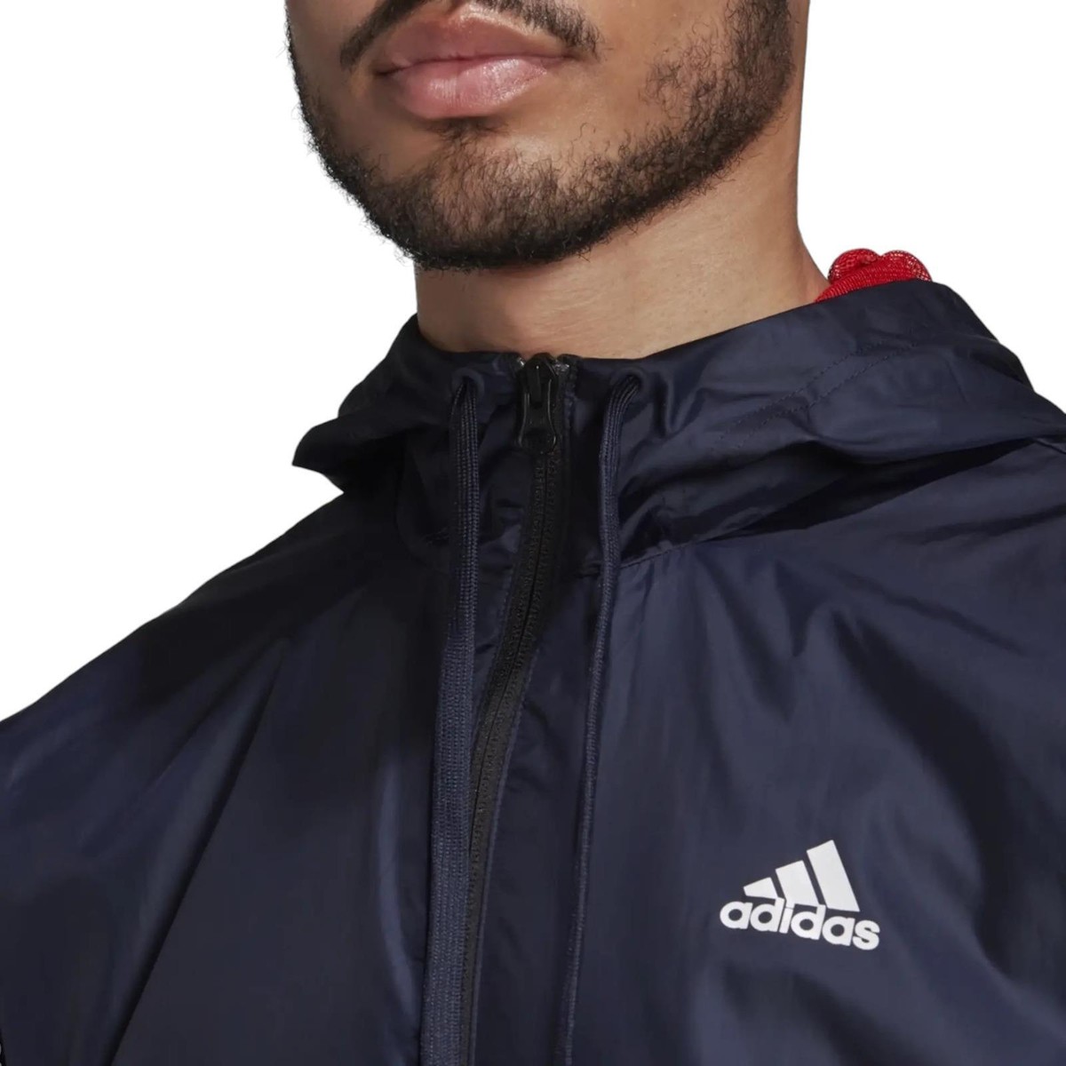 adidas MEN'S SPORTSWEAR HOODED TRACK TOP JACKET NAVY GYM adidas MEN'S SPORTSWEAR HOODED TRACK TOP JACKET NAVY GYM
