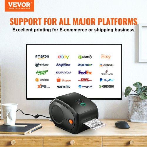 VEVOR Bluetooth/USB Thermo Etikettendrucker 4x6 300DPI Labeldrucker for DHL UPS - Bild 2 von 12