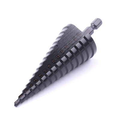 Nitriding Black Cone Step Drill Bit HSS Saw Hole Spiral Cutter Hex Shank 4 inch Nitriding Black Cone Step Drill Bit HSS Saw Hole Spiral Cutter Hex Shank 4 inch