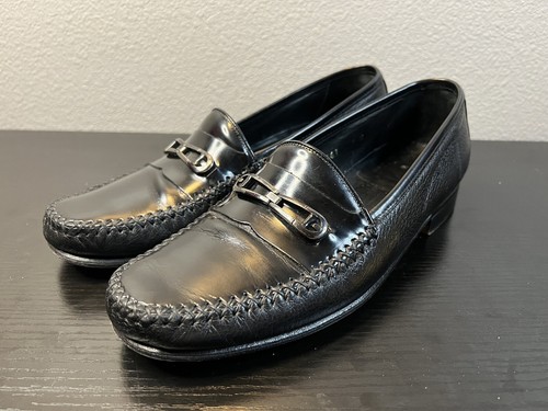 JOHNSTON & MURPHY 15-2667 Men 9 Black Leather Horsebit Loafers MADE IN ITALY - Picture 7 of 11