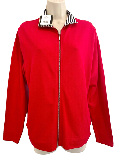 Top Threads Sportswear Woman’s Zippered Sports Jacket Sz Sm 100% Cotton Pockets