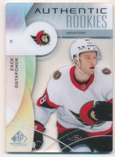 ZACK OSTAPCHUK 2024-25 SP GAME USED AUTHENTIC ROOKIES #211 RC SENATORS MINT