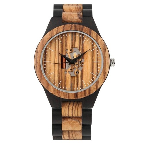 Novel Men's Wooden Watch Couple Analog Quartz Wrist Watch Full Bamboo Band Gift - Picture 3 of 17