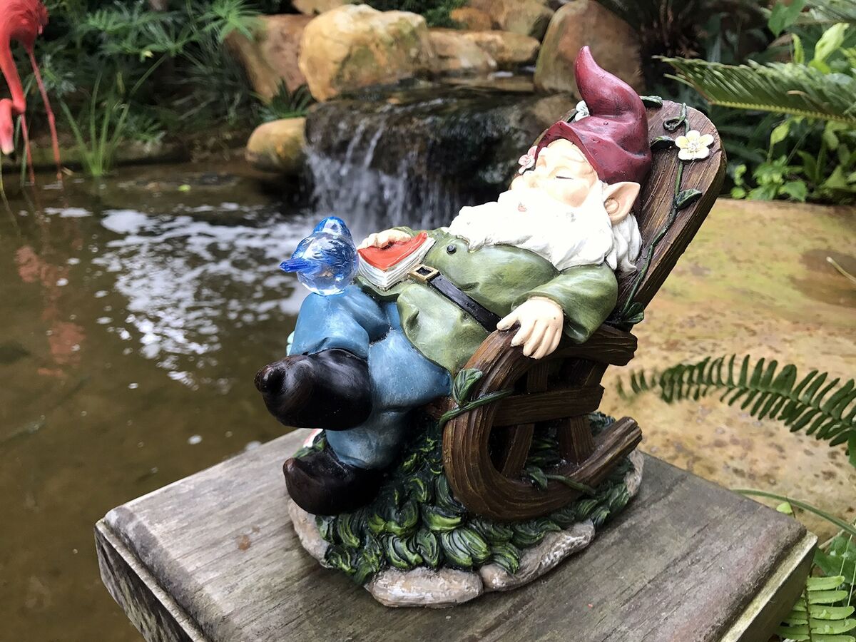 Solar powered outlet garden gnomes