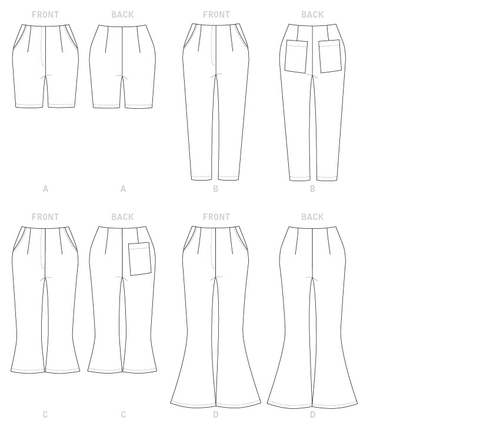 McCall 7934 Sz 6-22 Slimming Bellbottom Flare & Slim Leg Pants Shorts Pattern - Picture 4 of 5