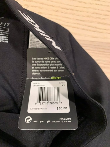 NET Nike Black Dri Fit Running Leggins For Girls Sz. 6x 6-7 Years-old - Picture 6 of 6