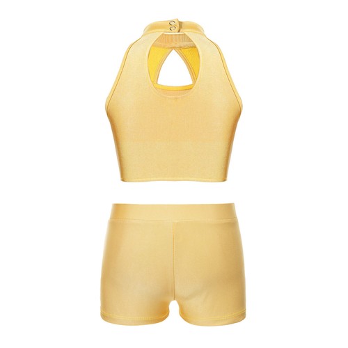 Niños Niñas Brillante Top Corto con Pantalones Cortos Gimnasia Jazz Latino 2 piezas Trajes de Baile - Imagen 112 de 130