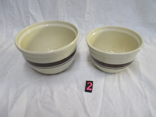 Vintage McCoy Bowl 1 1/2 and 1 Quart Brown Stripe Set 2 Farmhouse Primitive Set