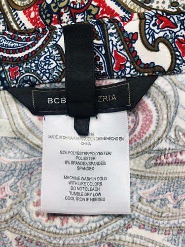 BCBGMaxazria Gr. Large Midnight Paisley Lace Up Long Sleeve High-Low Hem Top - Bild 7 von 7