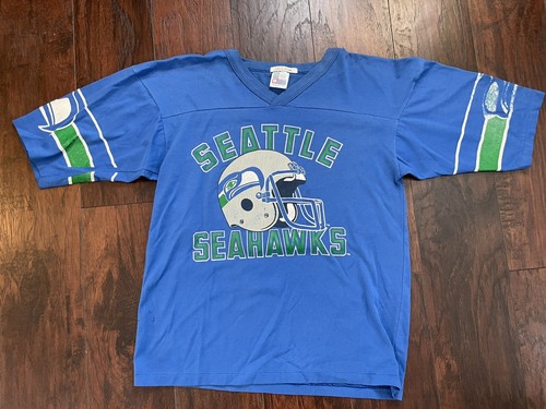 Mens Vintage 80s Seattle Seahawks Shirt Garan Made In USA Medium NFL 12th Man - Picture 1 of 9