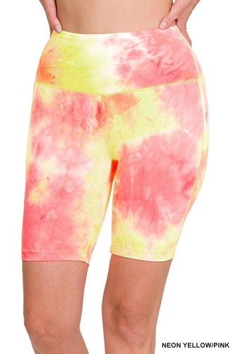 Woman's Neon Pink & Yellow Tie Dye Activewear Biker Short Set 1X $16.00 - 第 6/15 張圖片