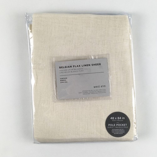 2 West Elm Belgian Flax Linen Sheer Curtains 48x84 Ivory (NEW) - Picture 2 of 7