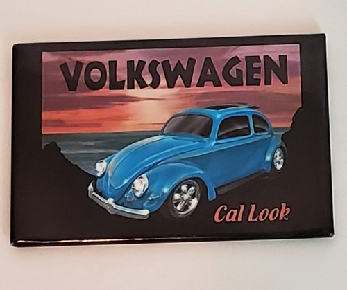 VW Beetle Volkswagen 'Cal Look' Refrigerator Fridge Magnet 2" x 3" VTG NOS Car - Picture 2 of 4