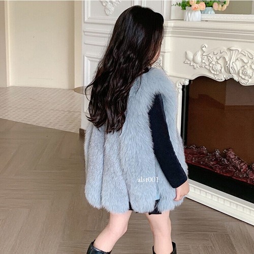 Kids Girls Winter Cute Fox Fur Vests Jacket Windproof Warm Coats Outerwear - Picture 13 of 20