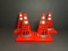 Lot of 4 Novelty Gag 'Caution Life Starts at 40' Orange 40th Birthday Cone 6.5"
