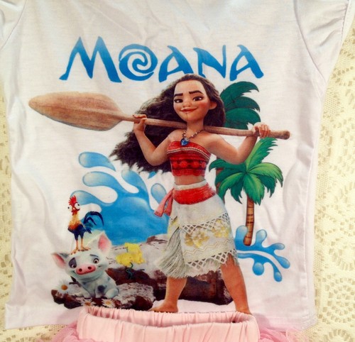 Disney MOANA Child's T-Shirt and Pink Tutu by Zhi Xuan Tong100 Age 2-3 Costume  - Picture 2 of 4