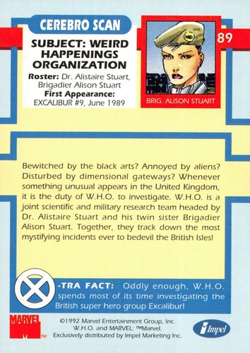 W.H.O. / X-Men Series 1 (Impel 1992) BASE Trading Card #89 - Picture 2 of 2