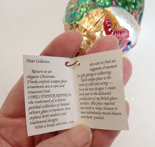 VTG RADKO Glass Christmas Ornament Tree Candy Child Doll Monkeys Tag Poland 5" - Picture 6 of 7