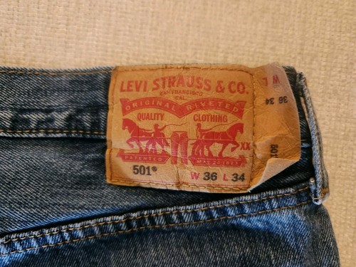 Vintage Levis 501 Denim Jeans Button Fly Straight Leg 36x34 - Picture 4 of 7