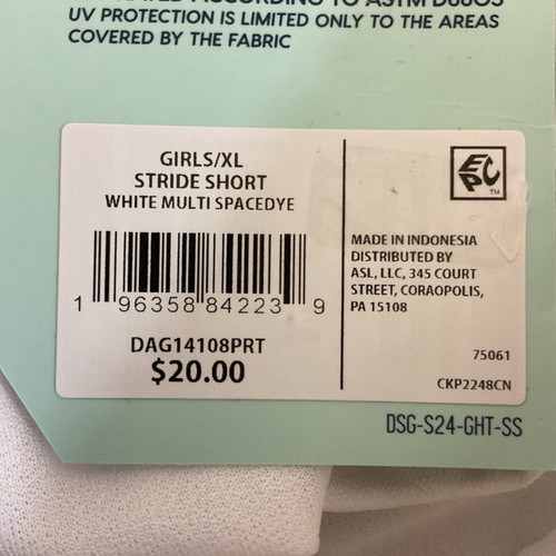 Girl's DAG14108PRT Lightweight Stretch Stride Shorts White Multi-Spacedye XL - Picture 13 of 13