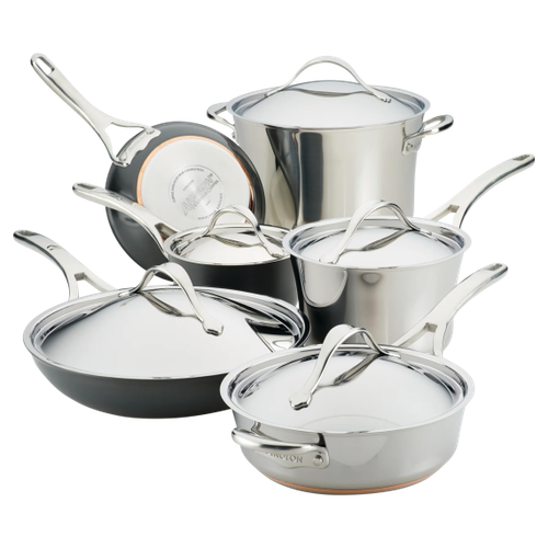 Juego de utensilios de cocina Anolon Nouvelle Luxe de 11 piezas de acero inoxidable y anodizado duro (mancha... - Imagen 1 de 12