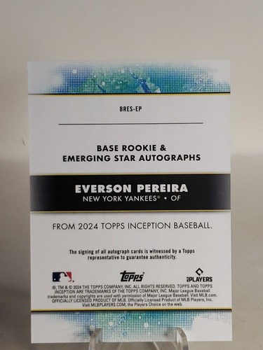 2024 Topps Inception Everson Pereira Rookie Auto /299 New York Yankees RC - Bild 4 von 4