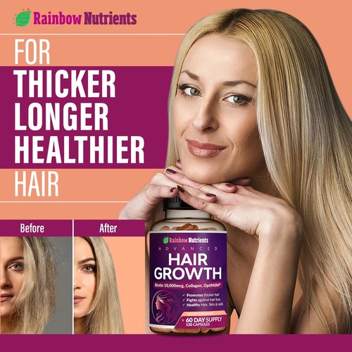 Hair Growth Vitamins for Women | Biotin 10,000mcg, Collagen, Patented OptiMSM... - Picture 4 of 9