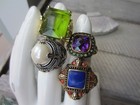 Vintage Ornate Rhinestone Faux Pearl Mixed Metal Statement Cocktail Ring Lot