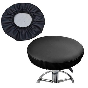 Alblinsy hefei 2PCS Table ronde en cuir faux Couverture de tabouret étanche Siège noir