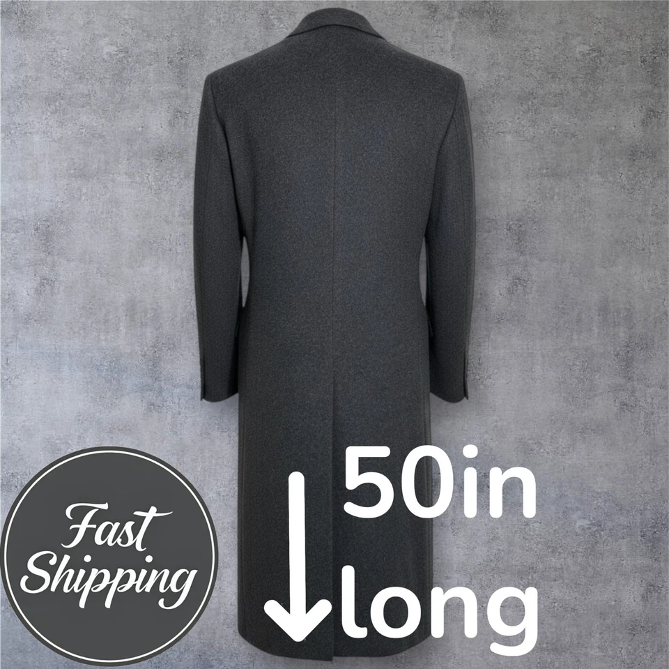 ALFANI Vintage Double Breasted Mens Overcoat 44L WOOL/CASHMERE TopCoat Gray - Image 2 of 4