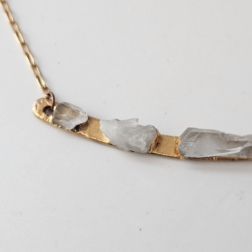 Dani Barbe Herkimer Diamond Gold Plated Necklace 19.5" - Picture 6 of 11