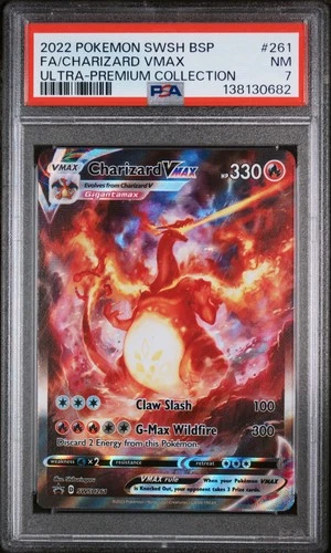 2022 POKEMON SWSH BLACK STAR PROMO #261 FULL ART/CHARIZARD VMAX PSA 7
