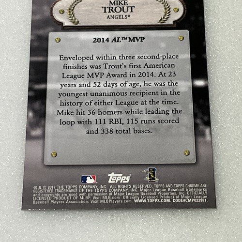 Mike Trout 2017 Topps Chrome Award Winner #MAW-3 NM FREE SH - Bild 6 von 6