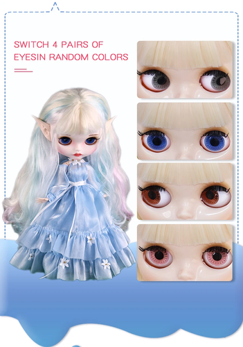 Neo Blythe Puppe mit Outfit Kleid Schuhe Haare Perücke mattes Gesicht Sammlerstück Spielzeug Geschenk - Bild 9 von 24