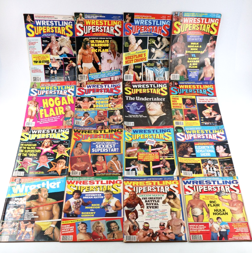 Pro Wrestling Magazines 1980-90 lot of 16 Wrestling Superstars Hulk Hogan WC