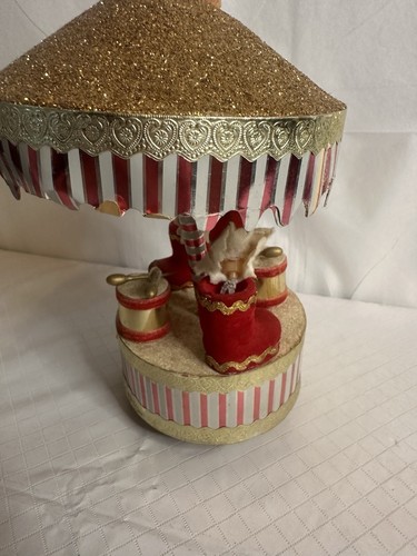 Vtg Knee Hugger ELF Carousel Music Box Christmas Decoration Damage Japan Read - Picture 7 of 14