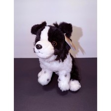 Living Nature Border Collie Plush Puppy Dog Witte Museum Mac Black White 9 Inch