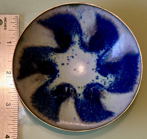 Vintage MCM Enamel On Copper 4" Bowl Artist E Krage Bergen Norway Emaljert - Picture 3 of 6