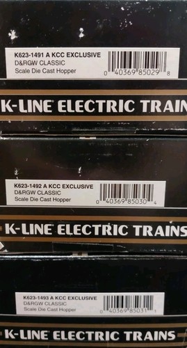 K-Line Parts K-623-1491A die cast Hopper 3 Car set Denver & Rio Grande 0 Gauge - Picture 6 of 7