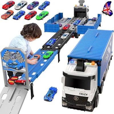 Transport Truck Toys Cars with 8 Metal Race Cars Toy Gifts for Boys Ages 3 4 5 6 - Image 1 of 4