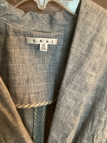 CABI Style# 215 Womens Sz 10 GREY/BLUE BLAZER LINEN COTTON BLEND LS - Bild 2 von 4