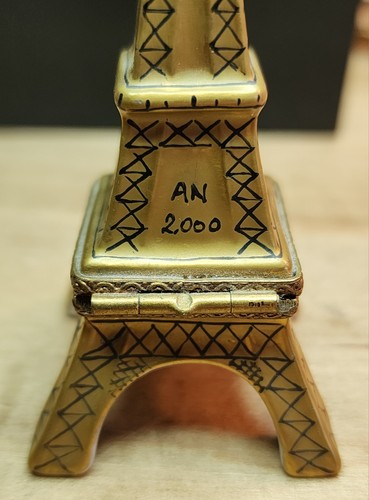 2000 Limoges EIFFELTURM Peint Main Porzellan aufklappbare Schmuckschatulle Frankreich - Bild 5 von 5