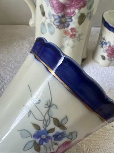 VINTAGE HOT CHOCOLATE POT W/4 CUP SET Hand Painted W/24k Gold Trim Nice! - Picture 17 of 18