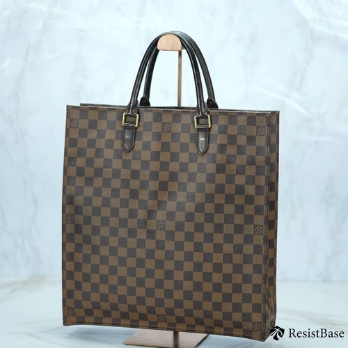 Louis Vuitton Damier Sac Plat Ebene Brown le moins cher Handbag Shopping Tote N51140 Rank A LV